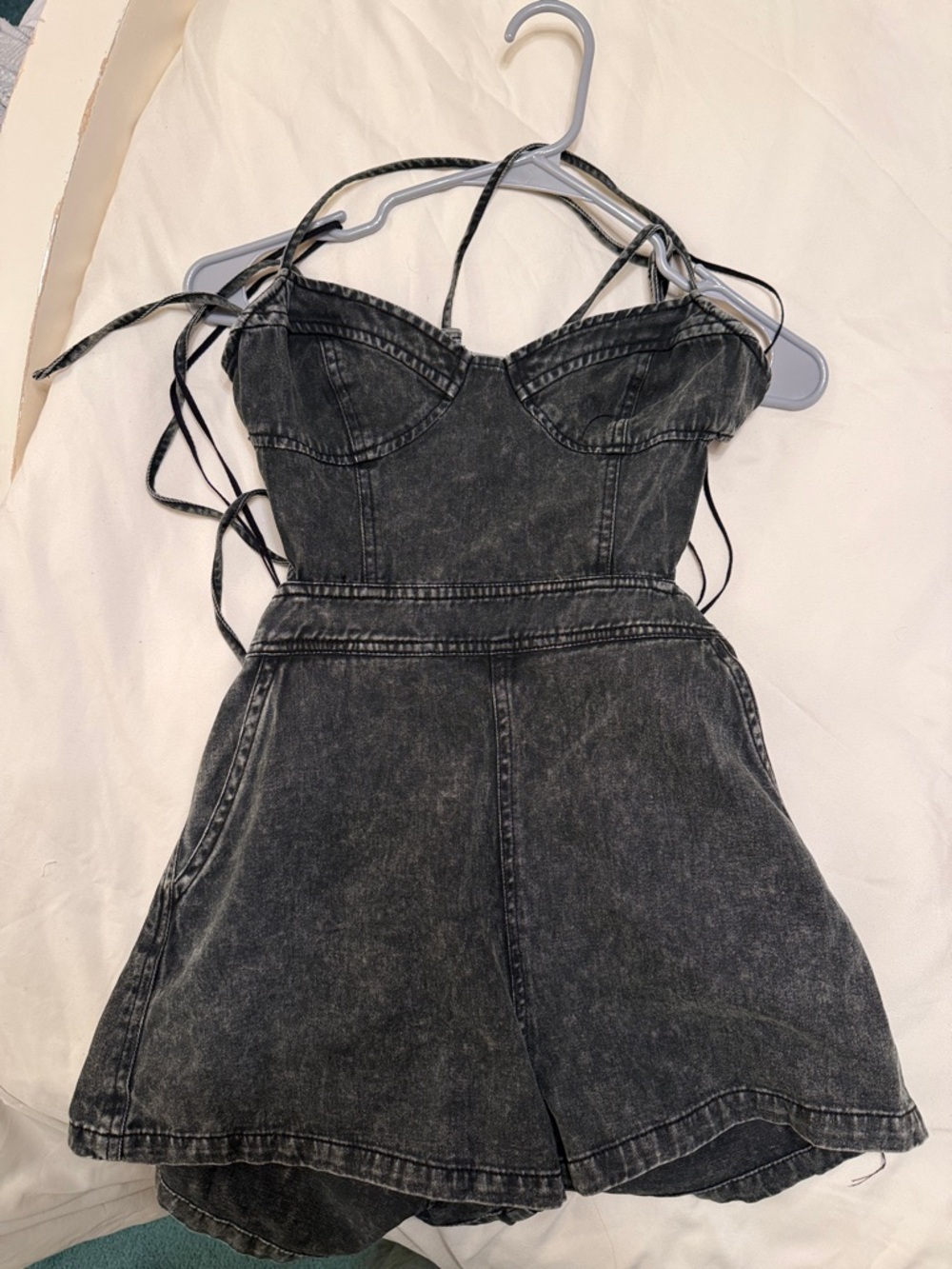 Mustard Seed Black Washed Denim One-Piece with Tie Straps